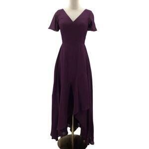 FORMAL 0 XS purple mother of bride bridesmaid party high low dress NEW B104